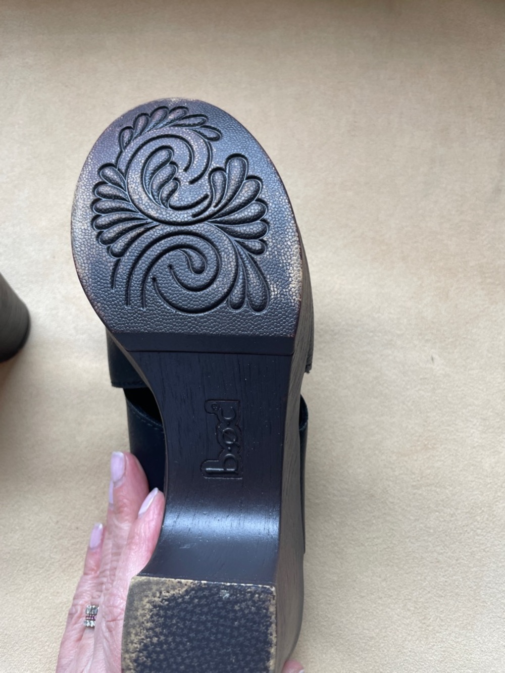 boc Black Leather Slingback Clogs with Buckle - Picture 4 of 7